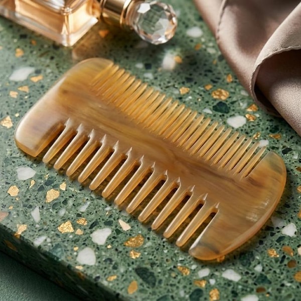Horn Wide Tooth Comb – Handmade Natural Comb – Hair Care Accessory