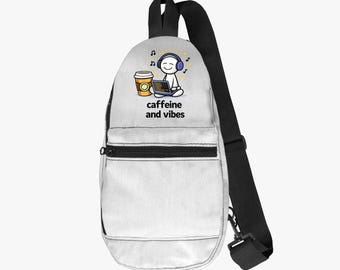 Caffeine & Vibes Kerl Schultertasche | Lustiges Programmierer Design