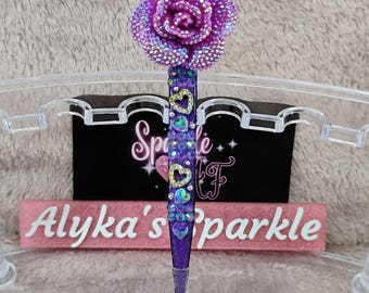Purple Sparkle Rose Decorative Tweezers