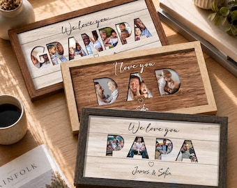 Personalized Photo Frame for Grandpa, Father's Day Photo Frame, Grandpa We Love You, Photo Sign for Dad, Custom Grandkids Photo, Family Gift