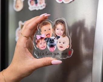 Personalized Baby Face Photo Magnet, Custom Mothers Day Gifts for Grandma, Custom Photo Acrylic Magnet, Grandma Gift from Grandkids