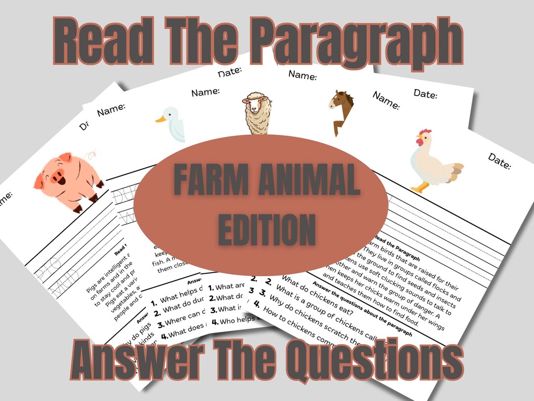 Farm Animal Reading Comprehension Worksheets | Kindergarten 1st Grade ...