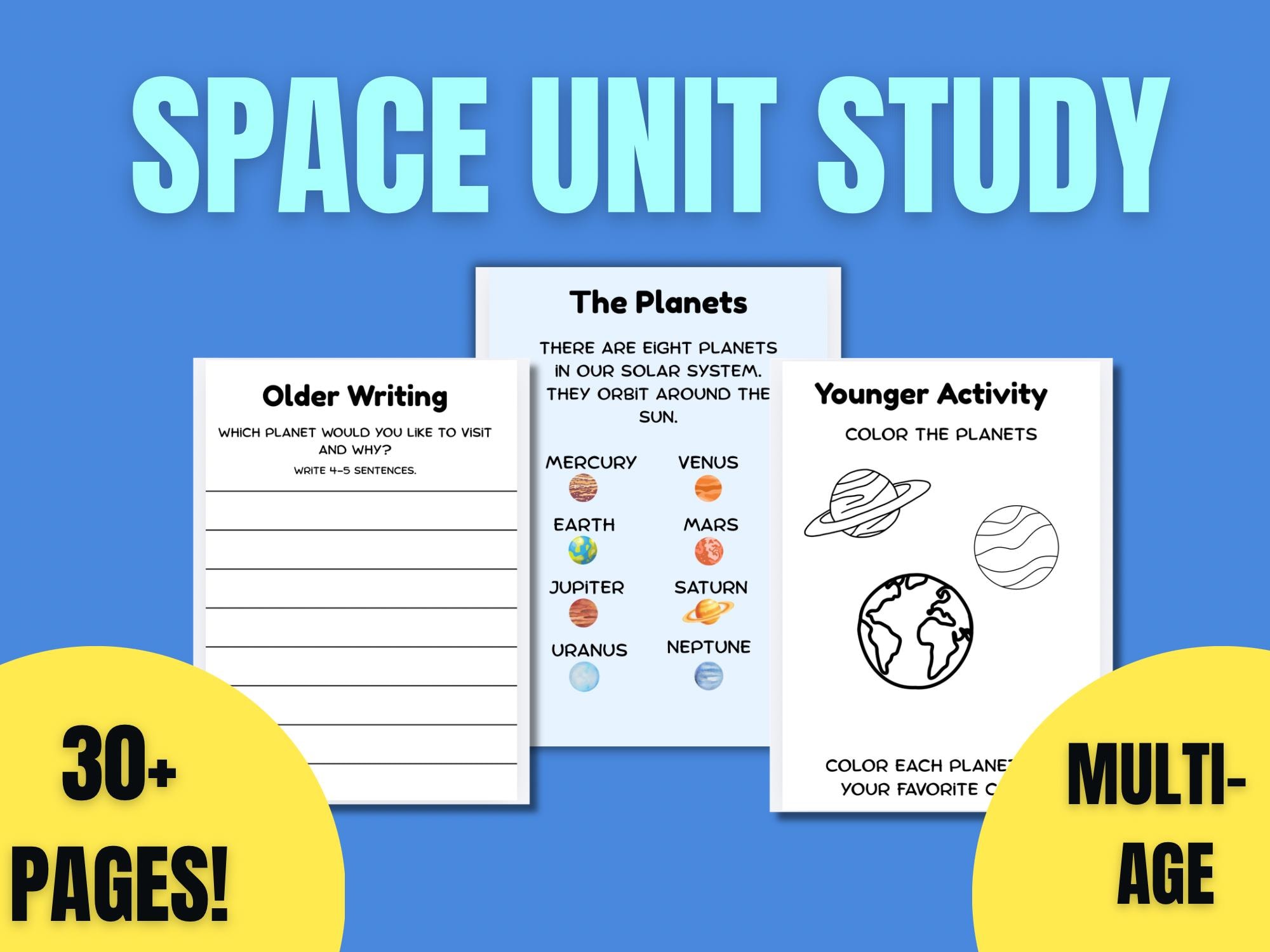 Space Unit Study Printables, Solar System Worksheets, Homeschool ...
