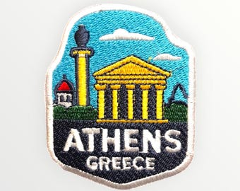 Athens Greece Patch 3" - Acropolis & Parthenon Souvenir - Travel Badge - Iron On Sew On Adventure Gift - Greek Islands Vacation Art
