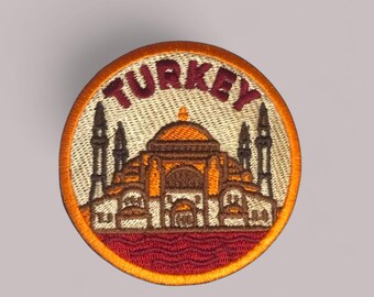 Turkey Patch - Istanbul Hagia Sophia Mosque Souvenir - Turkish Travel Embroidered Iron On / Sew On Badge - Round Travel Gift - 3 Inch
