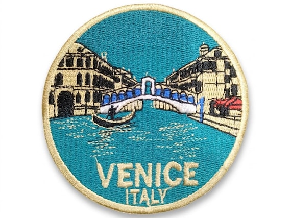 VENICE ITALY Patch 3" - Rialto Bridge & Gondola Souvenir - Detailed Embroidery - Iron On Sew On Italian City Travel Gift Art