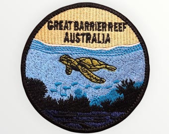 Parche de la Gran Barrera de Coral de Australia para planchar o coser, recuerdo de viaje, insignia bordada de arrecife de coral tropical para mochilas, chaquetas y camisas.
