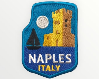 Écusson Naples 3" - Souvenir de Castel dell'Ovo Italie - Badge de voyage italien brodé à repasser/à coudre - Cadeau de voyage sur la côte amalfitaine