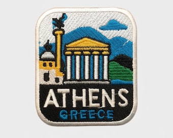 Athens Patch 3" - Greece Parthenon Temple Souvenir - Greek Travel Embroidered Iron On / Sew On Badge - Historical Landmarks Travel Gift