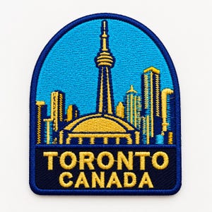 Toronto Canada Embroidered Patch, CN Tower Iron On Patch, Toronto Skyline Sew On Badge, Travel Souvenir Applique