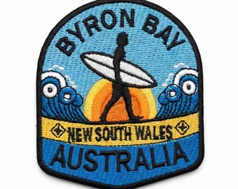 Byron Bay Australia Iron on Patch 3" – Cape Byron Lighthouse Surf Souvenir Sew-On