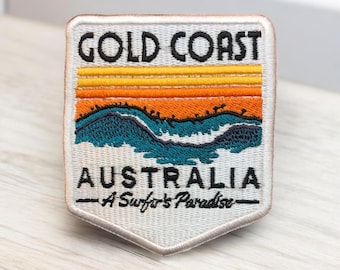 Gold Coast Australia Patch 3" - Surfers Paradise Souvenir - Embroidered Beach Badge - Iron On Sew On Travel Gift - Queensland Vacation Art