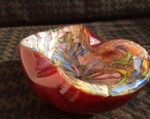 Vintage Italy Murano Art Glass a Fine ruby red AVeM riche pattern Tutti Frutti Bowl by Giulio Radi early 1950s