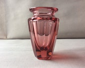 Vintage Czech Art Glass seldom Rosalin Rose Glass Eternity Vase cut glass master piece by Famous Moser Karlsbad