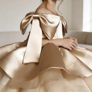 sachin and babi light blue dress Ruffled Champagne Glitter Tulle Modern Wedding Dress