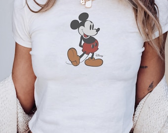Retro Mickey Disney Baby Tee, Classic Mickey Baby Shirt, Magic Kingdom Shirts, Y2k 90s Style Mickey Mouse Tee, Classic Mickey Baby Tee