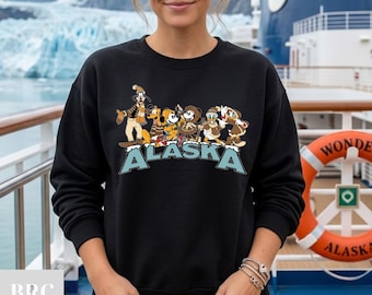 Mickey and Friends Disney Alaska Cruise Sweatshirt, Disney Alaska Cruise Gift, Disney Alaska Family Matching Shirt, Disney Alaska Hoodie