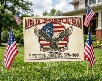 250th Anniversary USA Fan Yard Sign, Semiquincentennial Patriotic Gifts, July 4th Independence Day 2026 Garden Decor, 4th of July Porch Sign