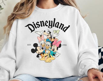 Mickey and Friends Disneyland Sweatshirt, Disneyland Est 1955 Pullover, Disney Family Vacation Matching Sweater, Disney Group Trip Hoodie