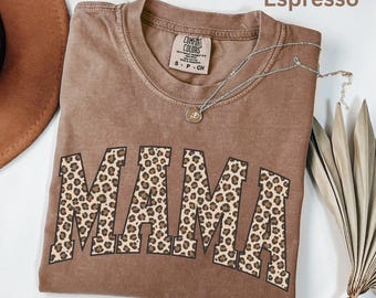 Leopard Mama Comfort Colors® Shirt, Mama T Shirt, Mothers Day gift, New Mama gift, Baby Reveal gift, Mama Tee, Pregnancy Announcement Shirt