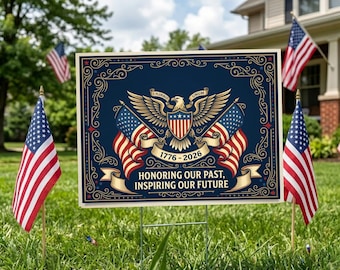 250th Anniversary USA Fan Yard Sign, Semiquincentennial Patriotic Gifts, July 4th Independence Day 2026 Garden Decor, 4th of July Porch Sign