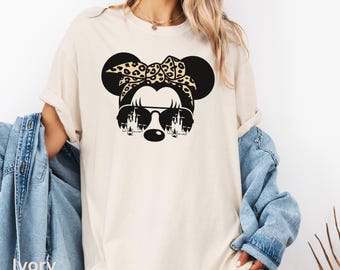 Leopard Minnie Mouse Shirt, Disney Y2k 90s Style Comfort Colors T shirt, Disney Graphic Tee, Disney Girls Trip, Cheetah Print Minnie T-shirt