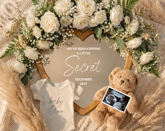 Minimalist Neutral Pregnancy Announcement, Digtal Pregnancy Reveal Editable Baby due date Template, Modern baby reveal keeping little secret