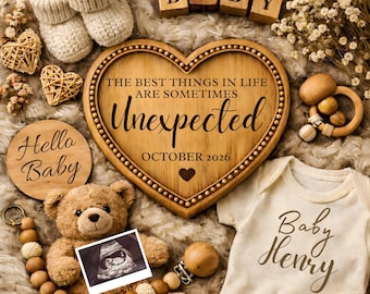Unexpected Pregnancy Announcement, Gender Neutral baby reveal, Surprise Baby Announcement, Social Media Ultrasound Reveal Editable Template