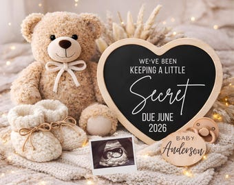 Pregnancy Announcement Digital, Editable Baby Reveal Template, Boho Neutral Social Media Announcement,keeping a Secret Pregnancy Reveal Card