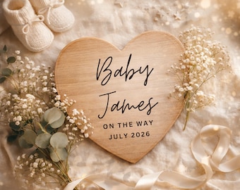 Minimal Pregnancy Reveal Digital Template, Editable Baby Reveal Canva, Minimalist Neutral Baby Pregnancy Announcement social media reveal