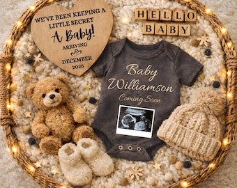 Digital Pregnancy Announcement Template, Neutral Baby Reveal, Minimalist Baby Announcement We’ve Been Keeping a Secret Editable Download