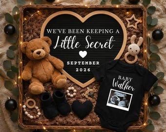 Pregnancy Announcement digital, Baby Reveal Announcement, Neutral Gender Baby Announcement, We've Been Keeping a Secret Pregnancy Template