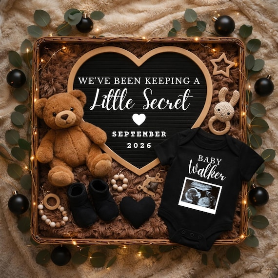 Pregnancy Announcement digital, Baby Reveal Announcement, Neutral Gender Baby Announcement, We've Been Keeping a Secret Pregnancy Template