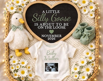 Silly Goose Pregnancy Announcement Digital, Minimalist Baby Announcement, Basket Baby Reveal Template,Pregnancy Reveal for Social Media