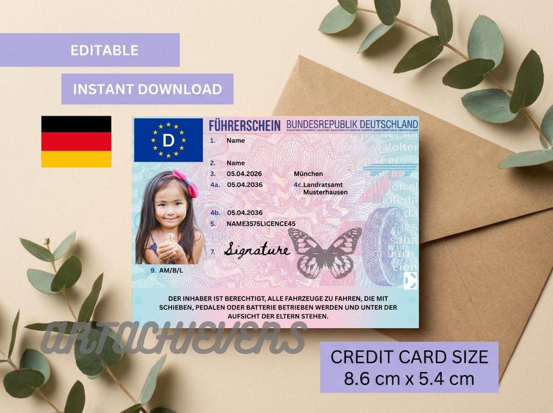 German Dl Example German Driver License for Kids, Kinderführerschein Driving Licence ...