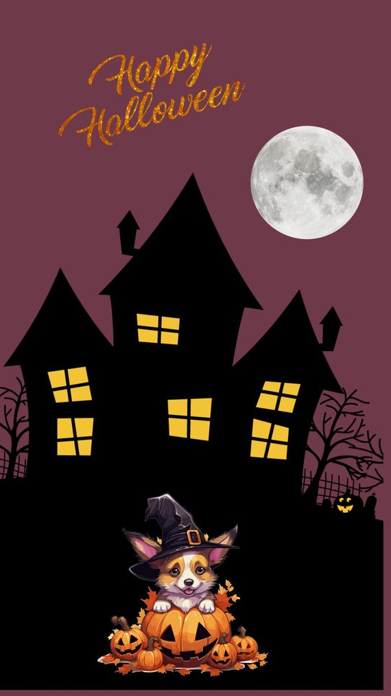 Halloween Animated Reel, Trick or Treat & Haunted House, Cute Halloween Dog, 15 Sec Video