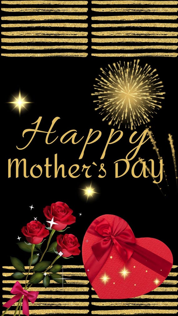 Instagram Story + Reels Happy Mother’s Day Video  15 Sec Download Gold Fireworks & Roses | Luxury Mom Gift | Black + Gold Celebration
