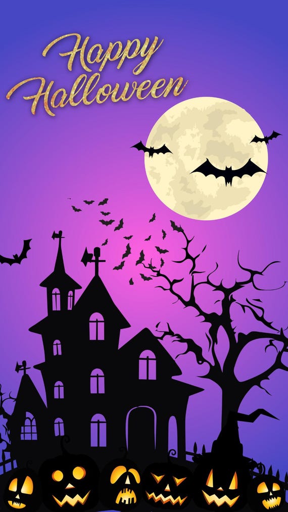 Halloween Animated Video, Haunted House & Glowing Pumpkins, Bats and Full Moon, Spooky Halloween Reel, 15 Sec MP4