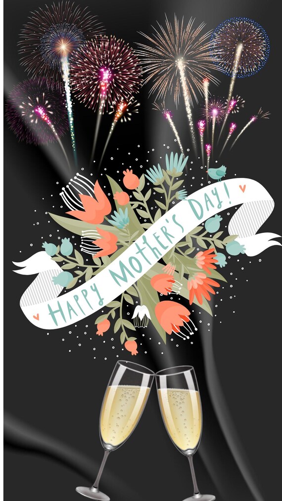 Instagram Story + Reels Happy Mother’s Day Video Elegant Fireworks + Champagne Animation  15 Sec Download no Music| Celebration Gift for Mom