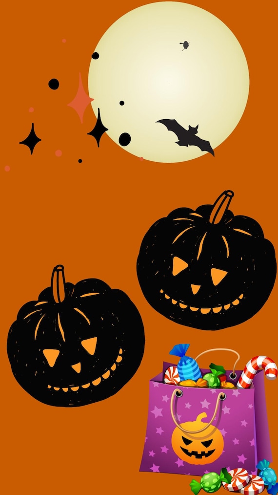 Halloween Animated Video | Spooky Pumpkins, Full Moon, Candy Bag (MP4 Download)