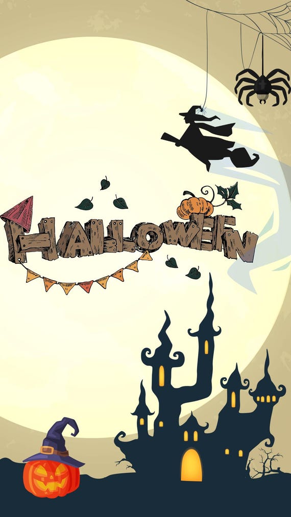 Halloween Animated Video, Haunted House & Flying Witch, Halloween Pumpkin, Spooky Moonlight Scene, 15 Sec MP4