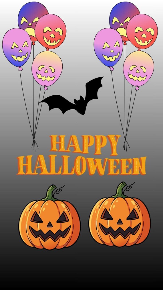 Halloween Animated Reel, Happy Halloween Balloons & Spooky Graveyard, Ghost + Pumpkins, 15 Sec