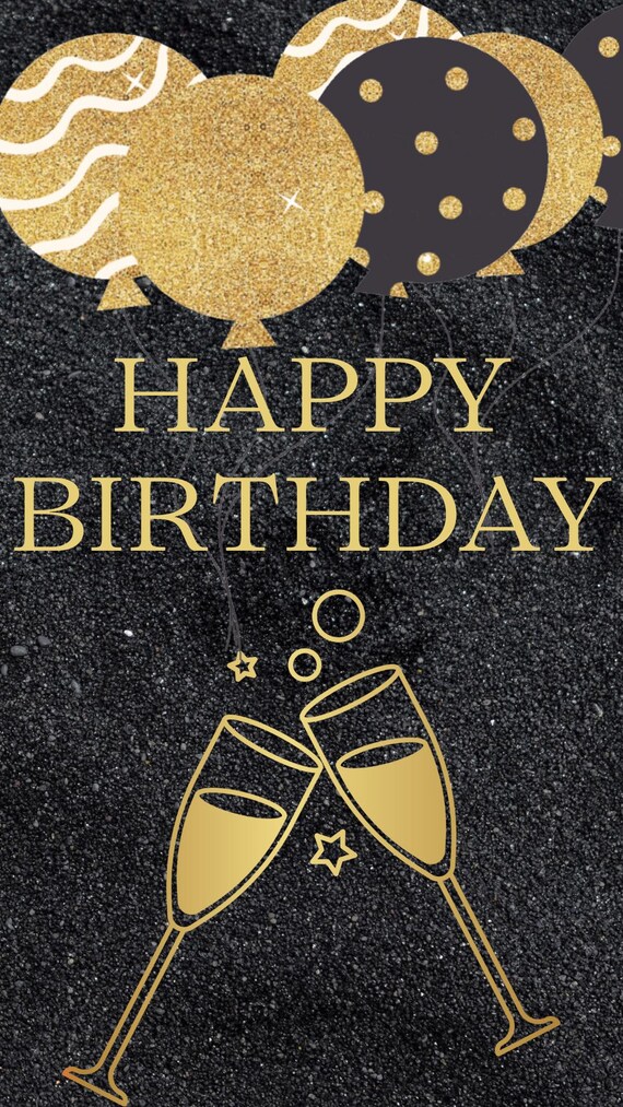 Animated Gold Birthday Greeting – Champagne Toast (Digital Download )