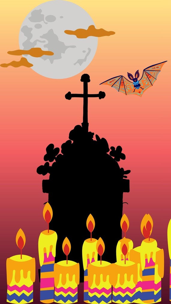 Day of the Dead Animated Reel, Sugar Skull & Cemetery, Dia de los Muertos Video, 15 Sec Digital Download