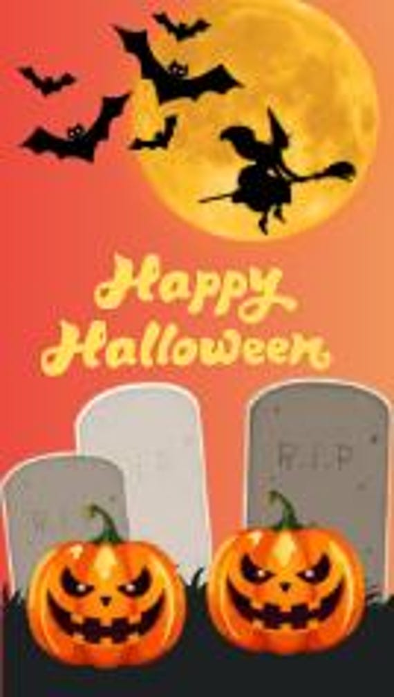 Halloween Animated Reel, Witch Cat & Spooky Graveyard, Happy Halloween Video, 15 Sec