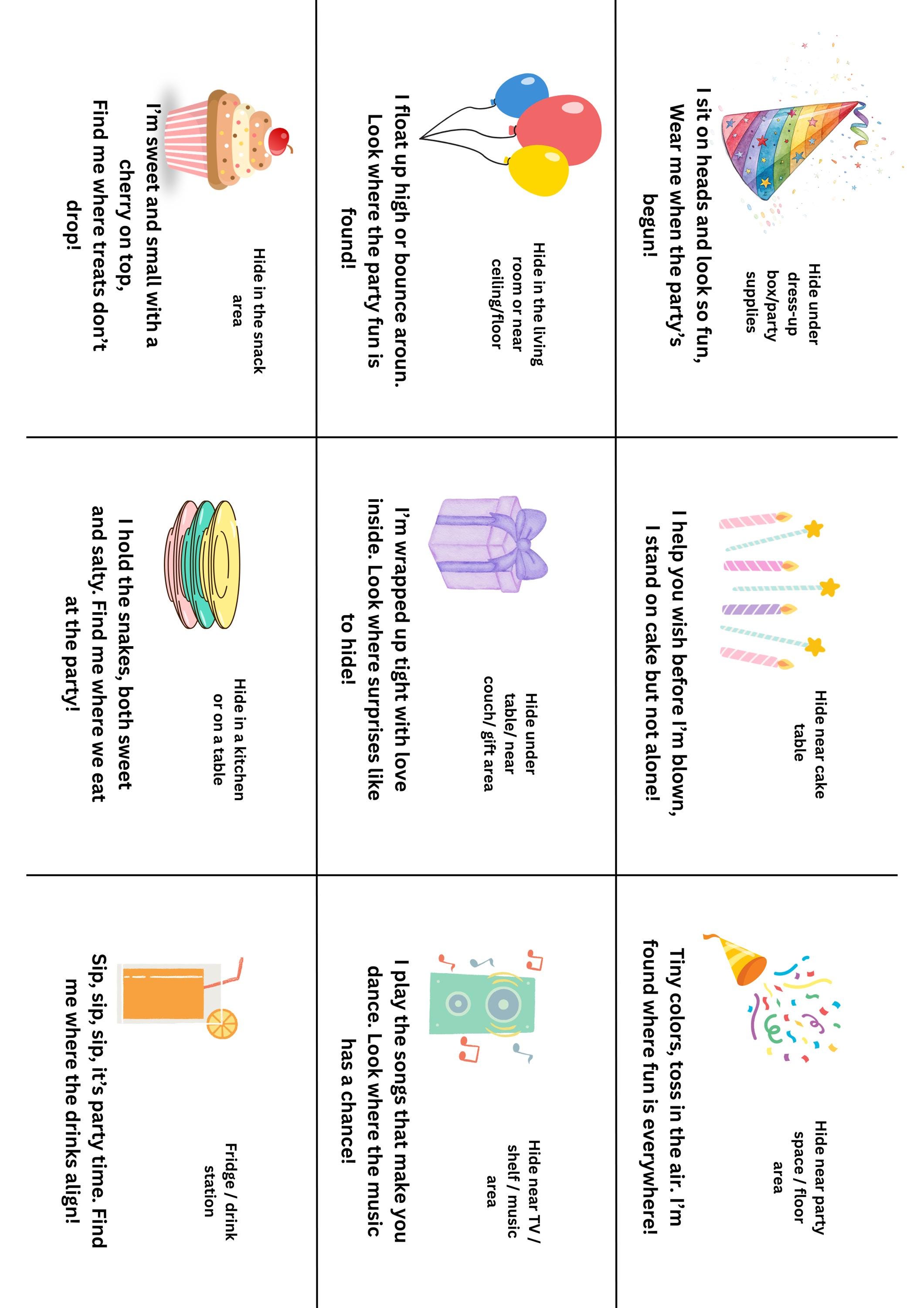 Math Birthday Riddle Birthday Riddle Cards for Kids | Printable Birthday Scavenger Hunt ...