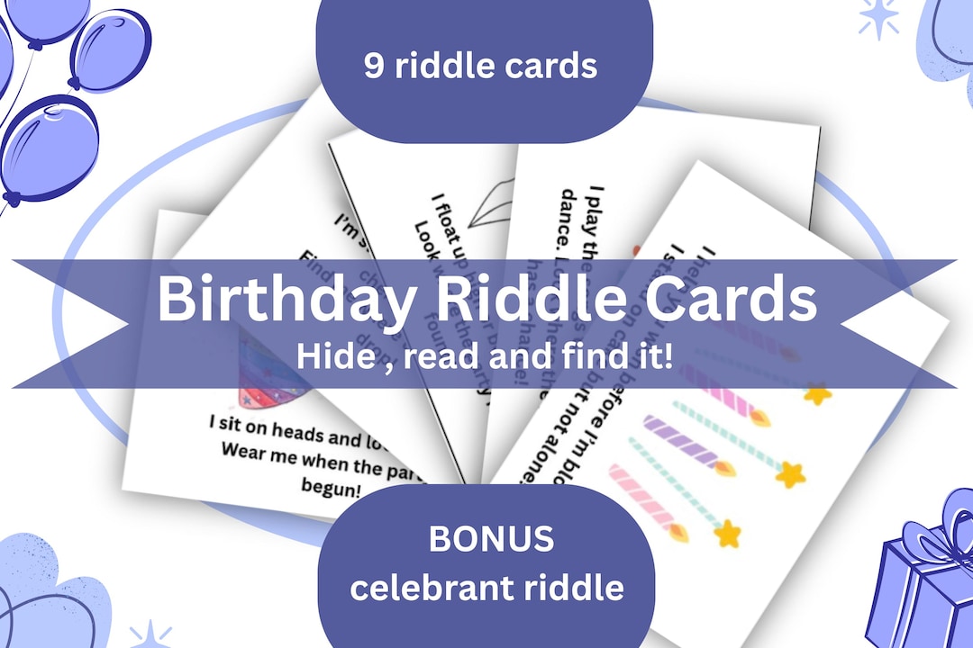 Math Birthday Riddle Birthday Riddle Cards for Kids | Printable Birthday Scavenger Hunt ...