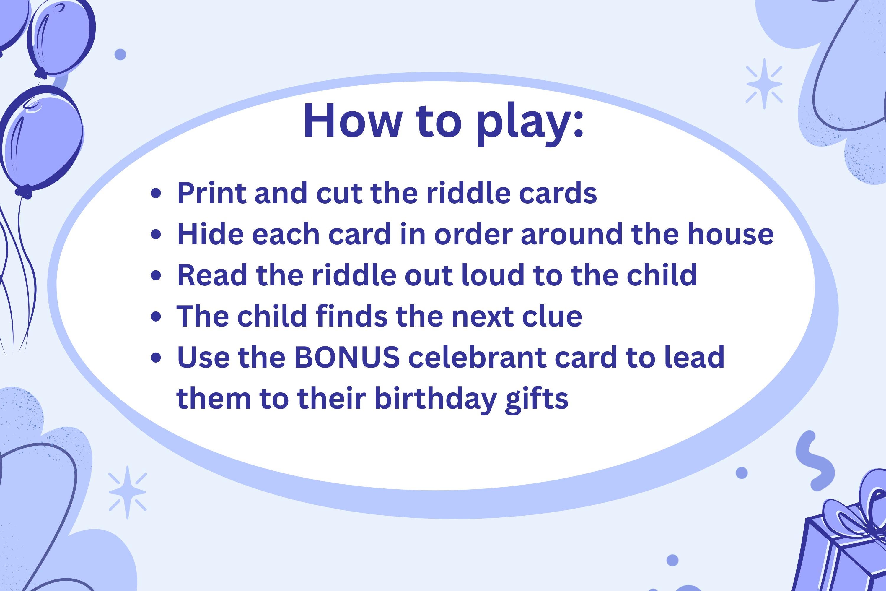 Math Birthday Riddle Birthday Riddle Cards for Kids | Printable Birthday Scavenger Hunt ...