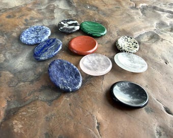 Crystal Worry Stones for Stress Relief, Anxiety & Healing – Natural Gemstone Pocket Stones for Calm, Meditation,  Relaxation
