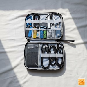 Bolsa organizadora de cables de viaje • Organizador electrónico impermeable • Estuche para cargador y disco duro • Accesorio para nómadas digitales • Regalo